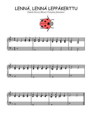 Téléchargez l'arrangement pour piano de la partition de Lennä, lennä leppäkerttu en PDF